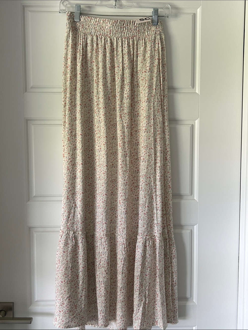 SO Cream Maxi Skirt w/Pink Floral Print - NWT - XS